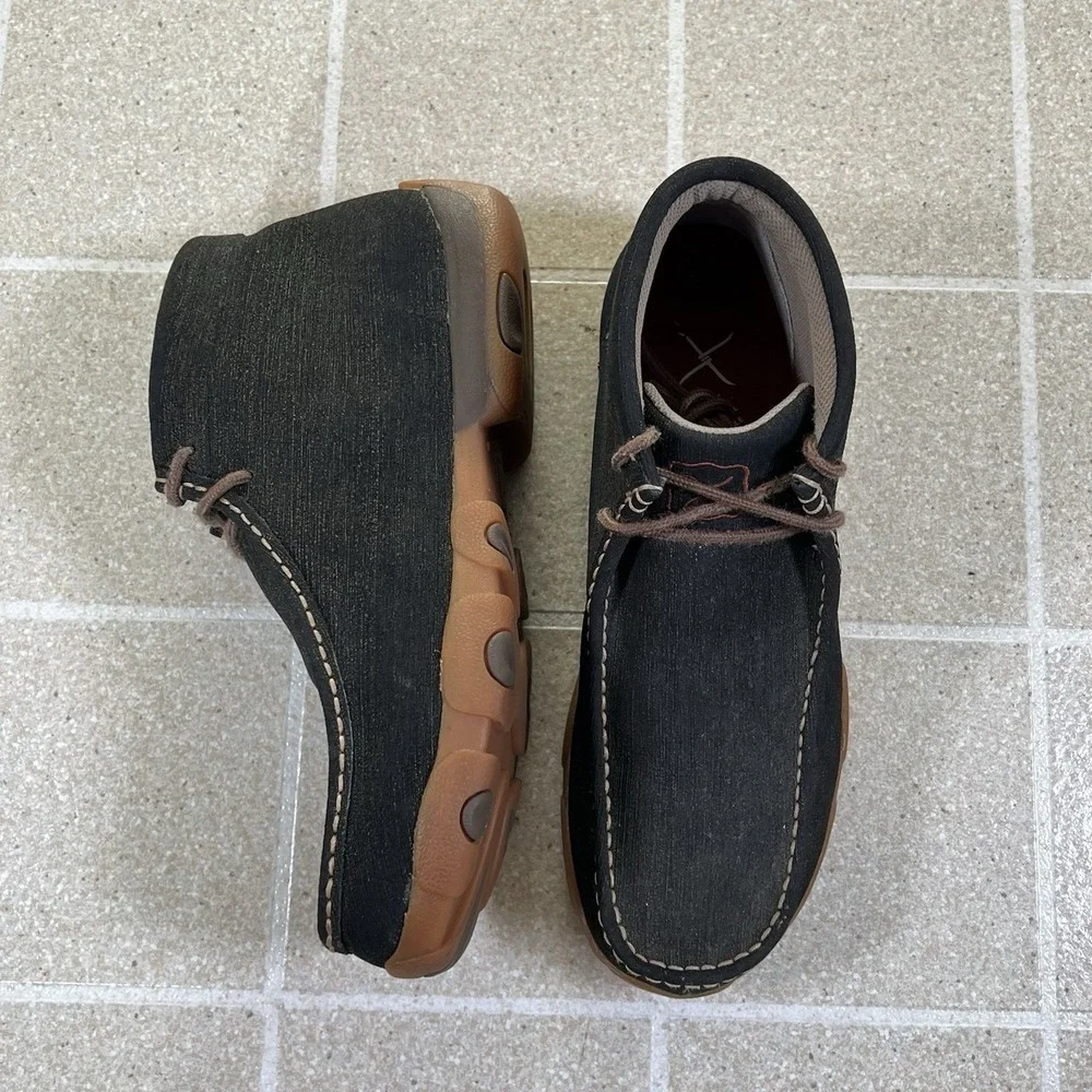 Twisted X Driving Boots Men's US 10.5 Gray Leather Moc Toe Ankle Chukka EBS2548